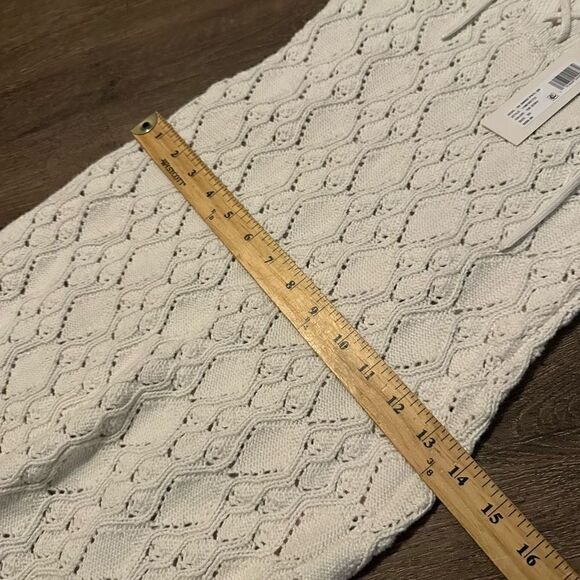 La Vie Rebecca Taylor Cream Crochet Dress Wool Blend With Lace Up Neck New XS - Picture 10 of 11